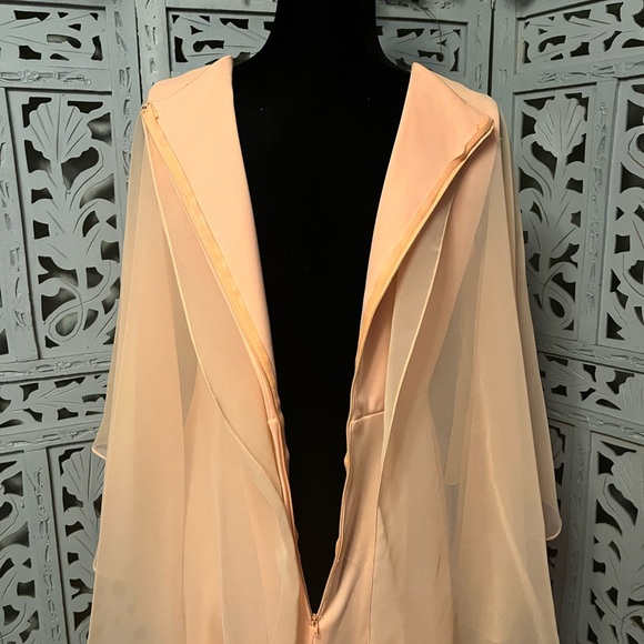 VINTAGE VOLUPTUOUS LIGHT PEACH SOFT ORANGE ANGEL FLUTTERY TOP MAXI DRESS - Picture 11 of 12
